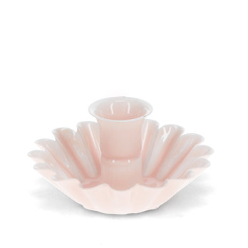 emaille-kerzenhalter mit gewölbtem tropfschutz in blumenform - pink