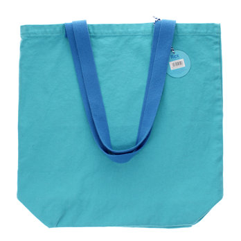 two-tone cotton tote bag - aqua blue