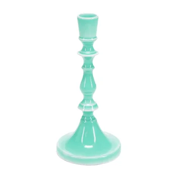 enamel candlestick (19cm) - aqua enamel candlestick (19cm) - aqua