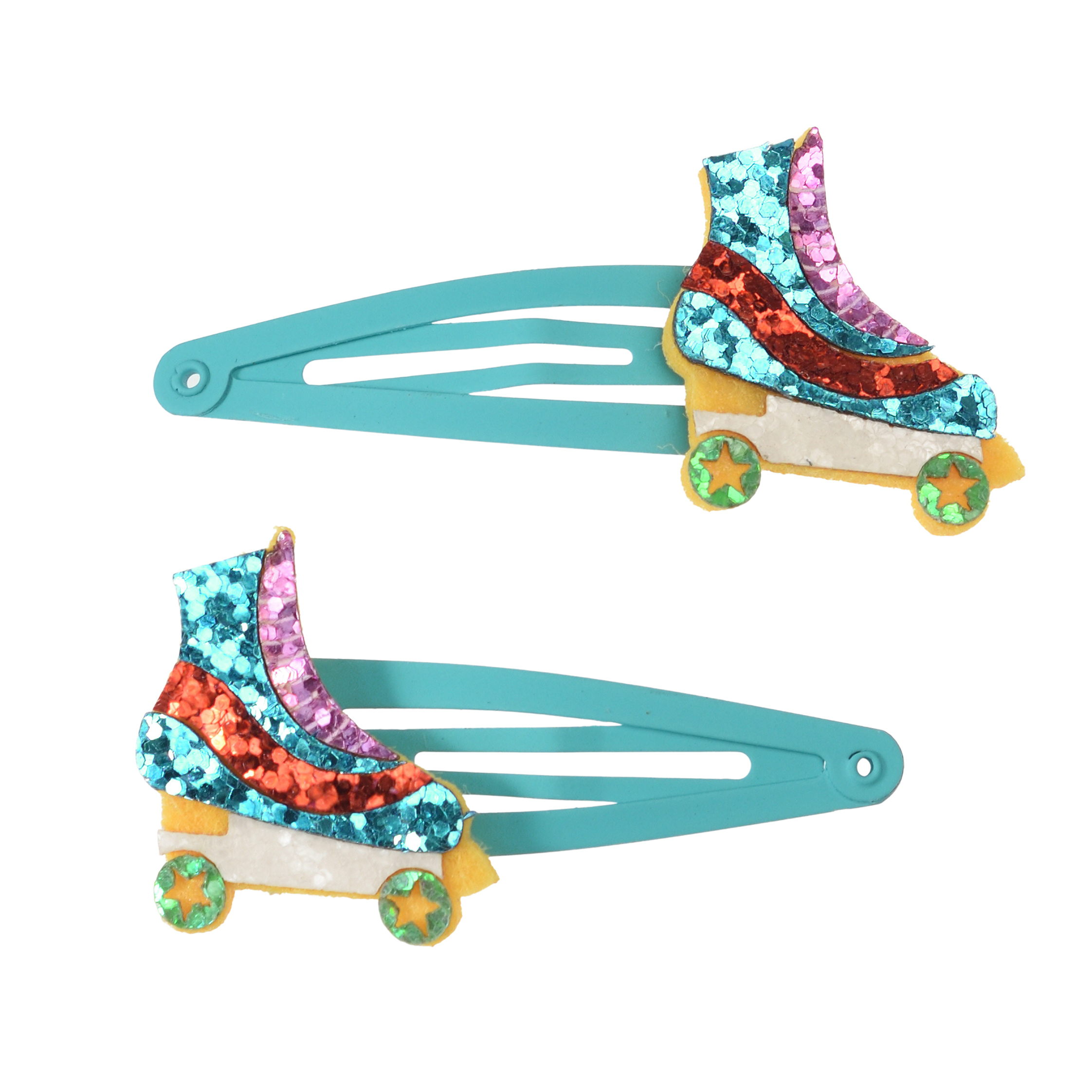 glitter hair clips (set of 2) - roller skate