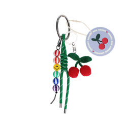 plush bag charm - crochet cherry