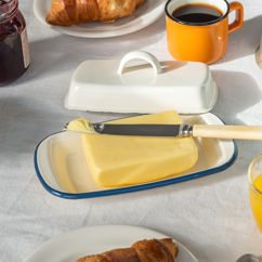 enamel butter dish - blue