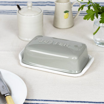 butterdose aus keramik - grau