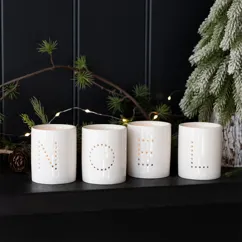 glossy ceramic tealight holders (set of 4) - noel glossy ceramic tealight holders (set of 4) - noel