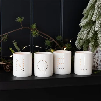 glossy ceramic tealight holders (set of 4) - noel glossy ceramic tealight holders (set of 4) - noel