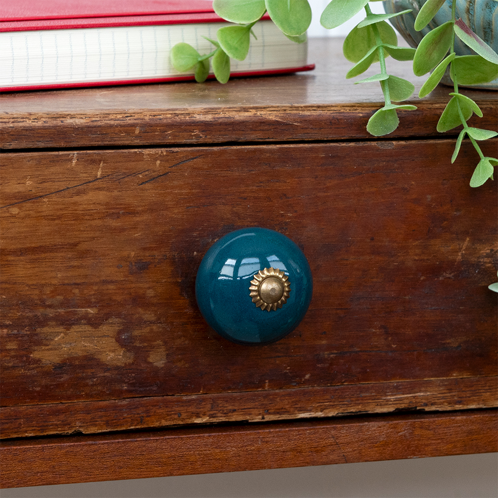 ceramic drawer knob - blue