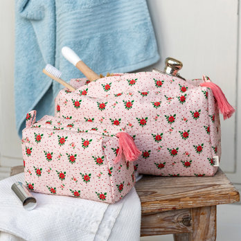 quilted wash bag - french rose