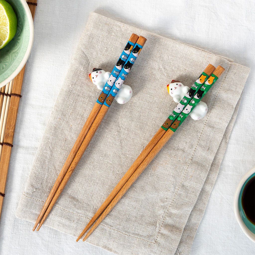 chopsticks and rests set - cat