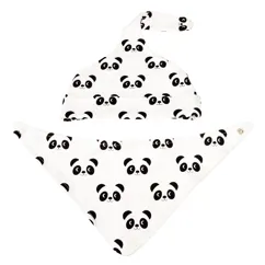 mütze und lätzchen aus bio-baumwolle miko the panda