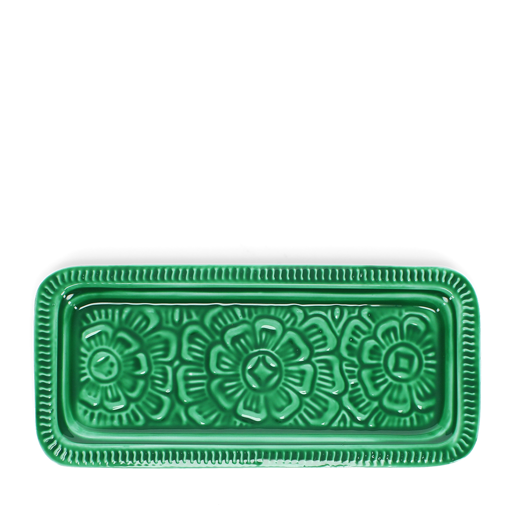 rectangular enamel trinket tray - dark green