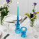 double ended glass candle holder - blue