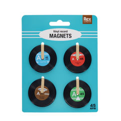 mini music magnets (set of 4) - vinyl record