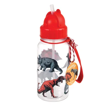 children's water bottle with straw 500ml - prehistoric land children's water bottle with straw 500ml - prehistoric land