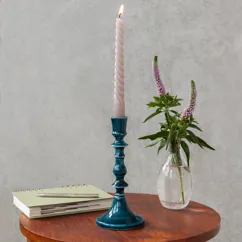 enamel candlestick (19cm) - blue