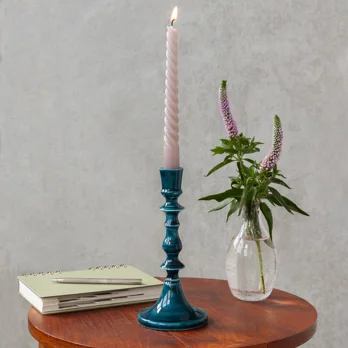 enamel candlestick (19cm) - blue enamel candlestick (19cm) - blue