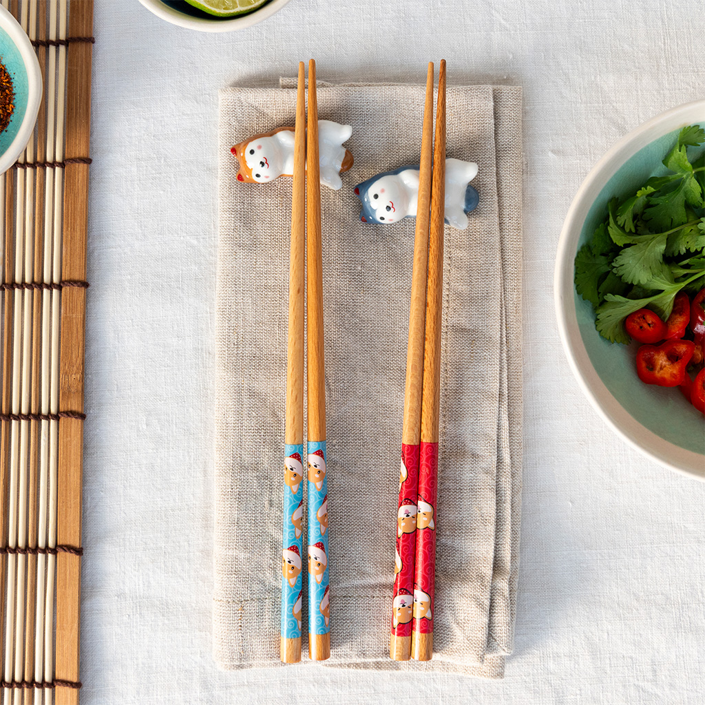 chopsticks and rests set - dog