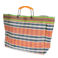 gewebte einkaufstasche mit metallgriffen – orange und blau