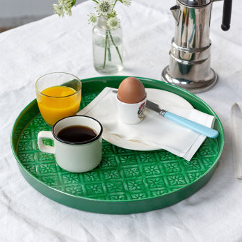 round enamel trinket tray (30cm) - dark green