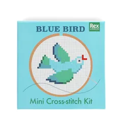mini kit punto de cruz - pájaro azul