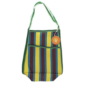 gewebte tasche aus recyceltem material mit seitentasche - braun, gelb, blau