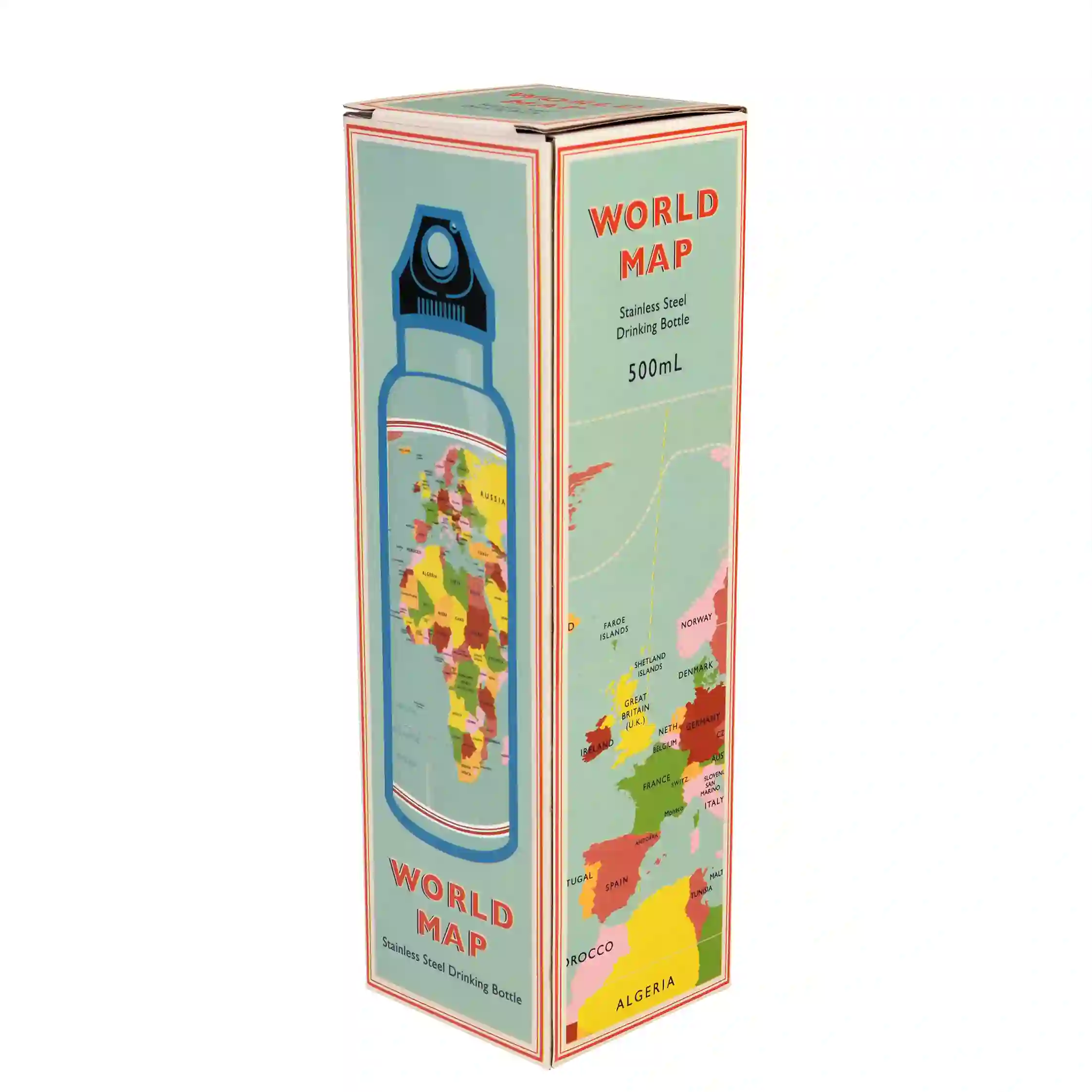 wasserflasche aus edelstahl 500ml world map