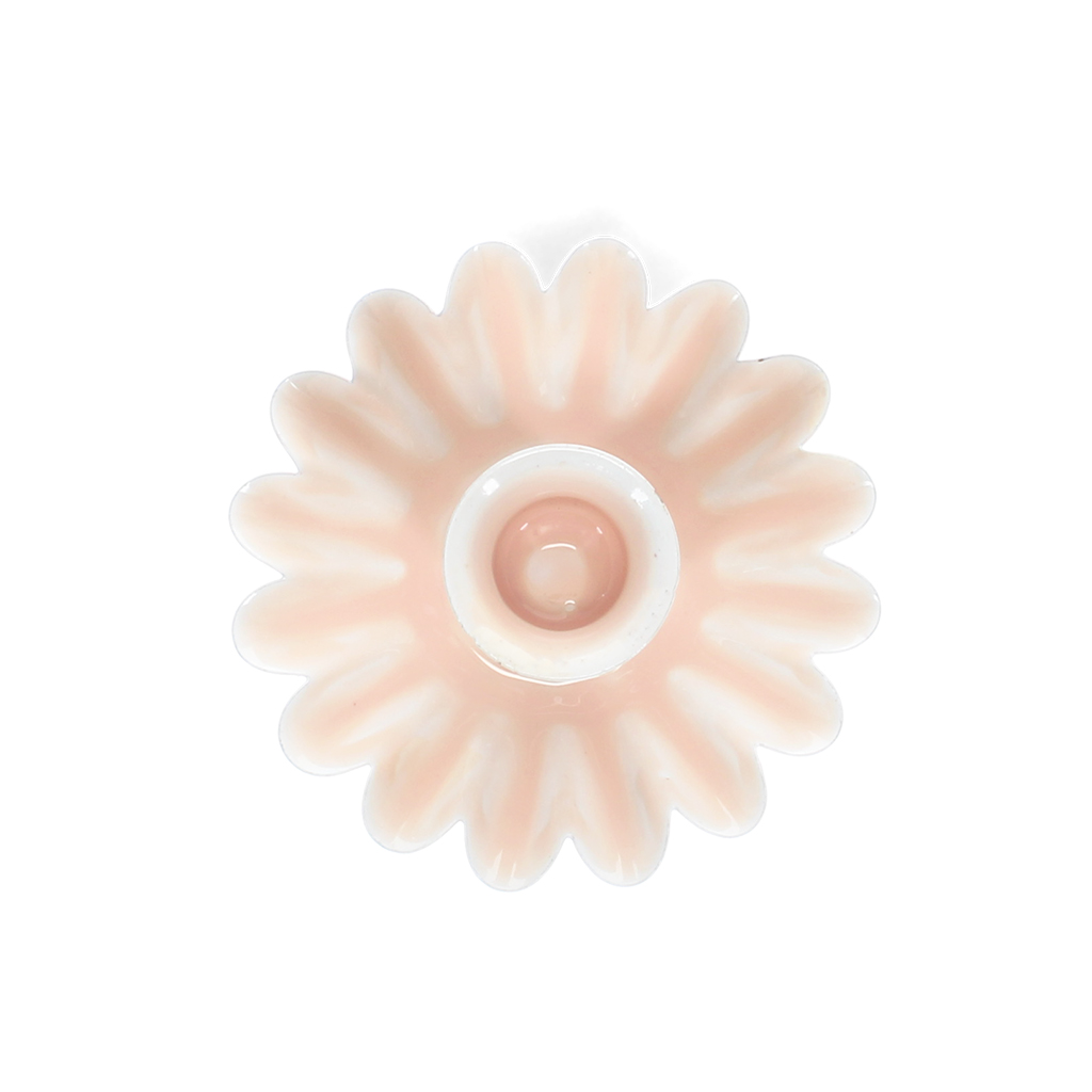 enamel cupped flower candle holder - soft pink