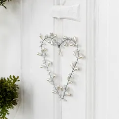 handmade beaded heart decoration (9x12cm) - white handmade beaded heart decoration (9x12cm) - white