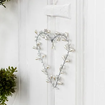 handmade beaded heart decoration (9x12cm) - white handmade beaded heart decoration (9x12cm) - white