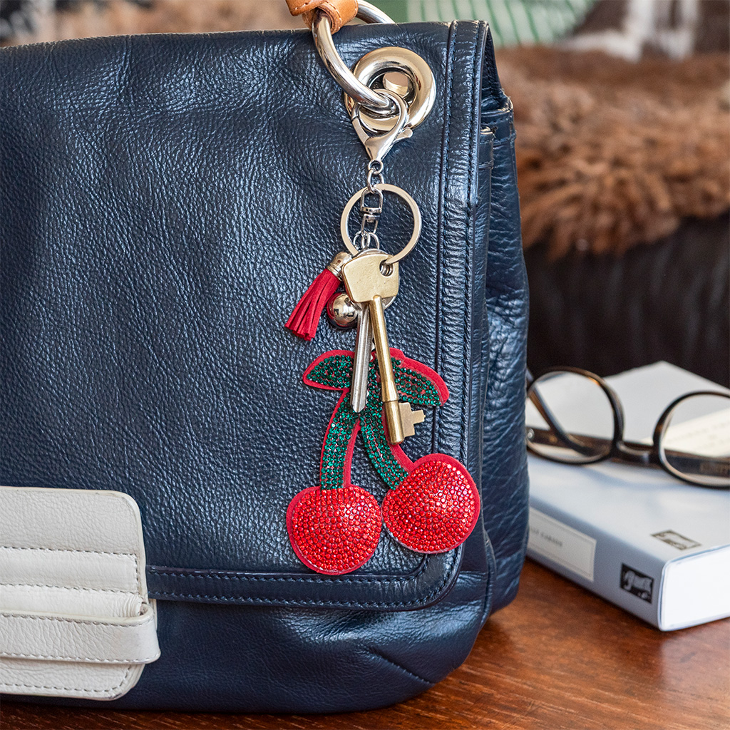 sparkly keyring bag charm - cherry
