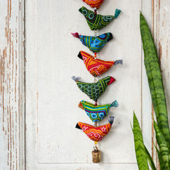 décoration à suspendre 30 oiseaux en tissu