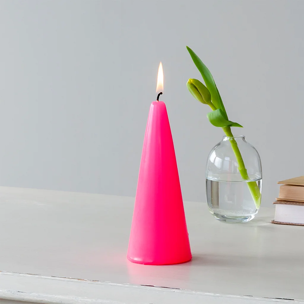 small cone candle - bright pink