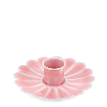 emaille-kerzenhalter mit flachem tropfschutz in blumenform -dunkelrosa