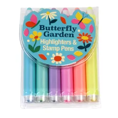 highlighters & stamp pens (set of 6) - butterfly garden