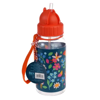 children's water bottle with straw 500ml - fairies in the garden children's water bottle with straw 500ml - fairies in the garden