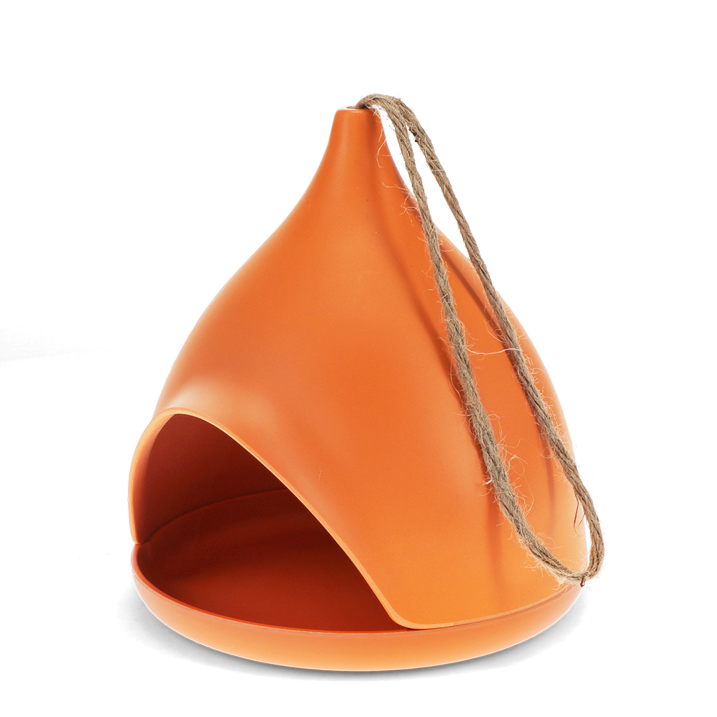 bamboo fibre bird feeder - orange