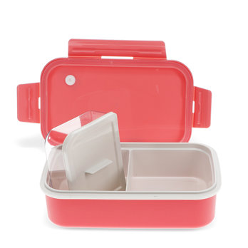 double wall lunch box with divider - rose pink