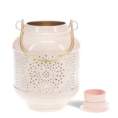 enamel tealight lantern - soft pink enamel tealight lantern - soft pink