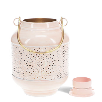 enamel tealight lantern - soft pink