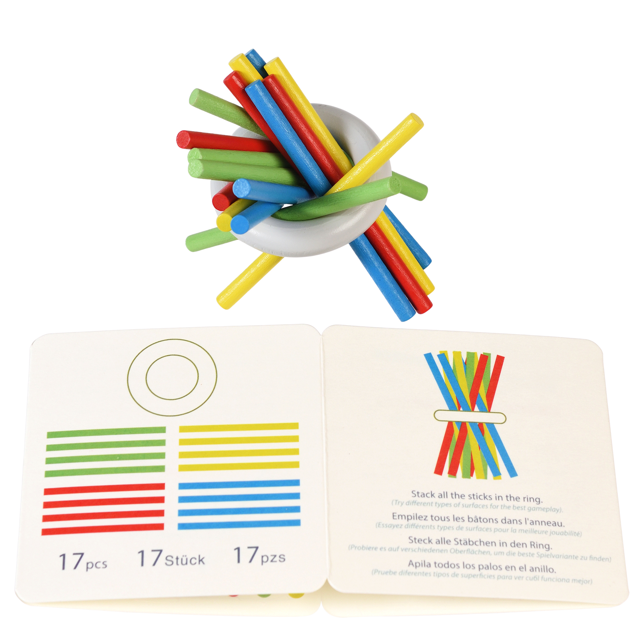 wooden pick up sticks in a tin