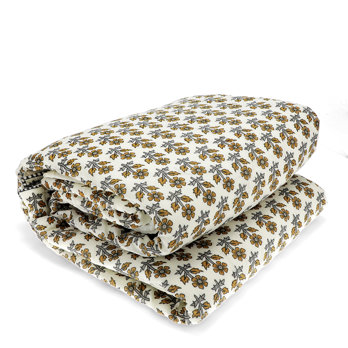 hand block-printed snuggle throw (120 x 160cm) - yellow flower