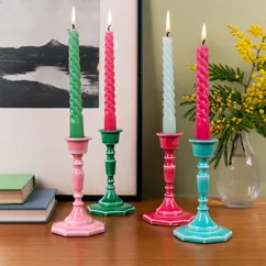 enamel candlestick (13cm) - aqua enamel candlestick (13cm) - aqua
