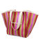 tote bag tissé recyclé avec anses en toile - jaune, rose, rouge