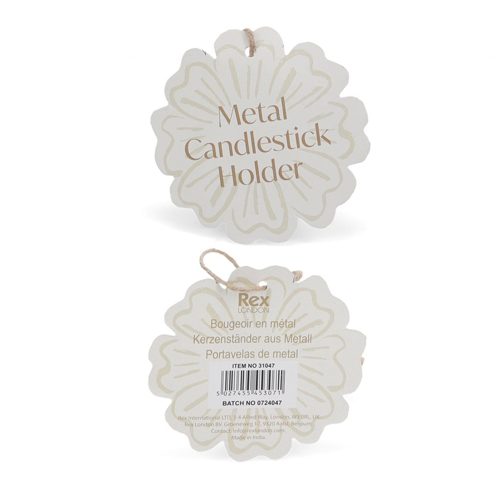 enamel flat flower candle holder - pink