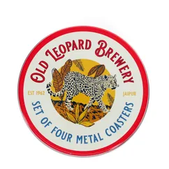 glasuntersetzer aus metall - old leopard brewery (4-er set)