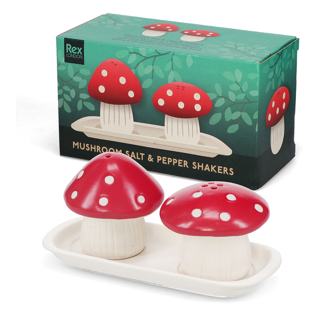 ceramic salt and pepper shakers - mushroom