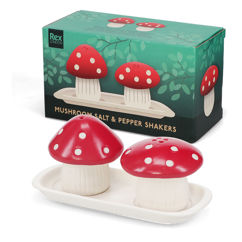 ceramic salt and pepper shakers - mushroom