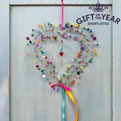 handmade beaded heart decoration (17x17cm) - multi-coloured handmade beaded heart decoration (17x17cm) - multi-coloured