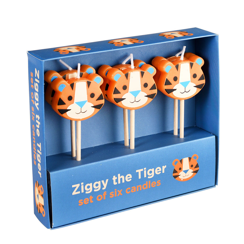 party cake candles (set of 6 ) - ziggy the tiger