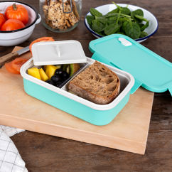 doppelwandige lunchbox mit trennwand - aqua