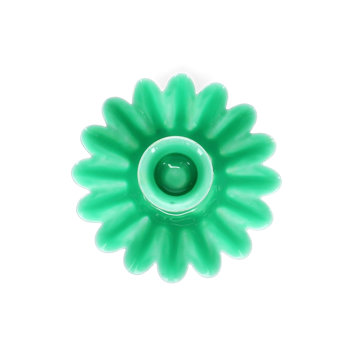 emaille-kerzenhalter mit gewölbtem tropfschutz in blumenform - grün
